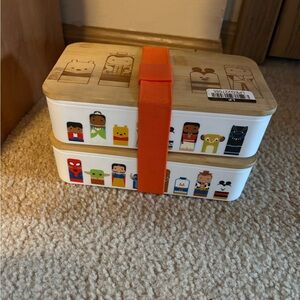 Cute Disney Character Bento Storage Box with Orange Strap